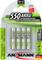 'Pack of 4 rechargeable AAA batteries, NiMH, 550 mAh from Ansmann. Notes on low self-discharge and tested quality.'