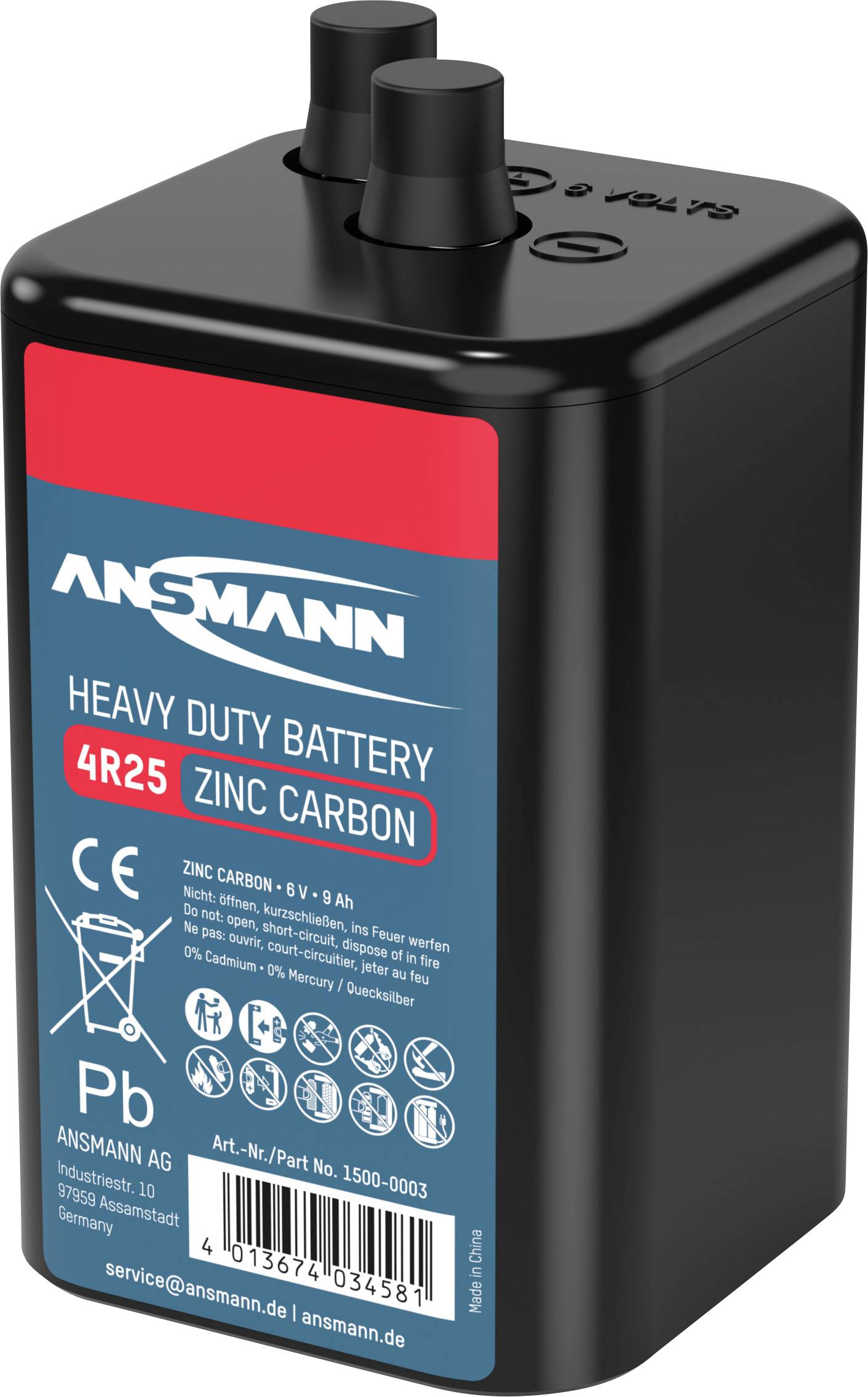 Ansmann 4R25 Non-standard battery 4R25 Coil spring contact Zinc carbon 6 V 9000 mAh 1 pc(s)