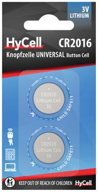 HyCell Button cell CR2 016 3 V 2 pc(s) 70 mAh Lithium CR 2016