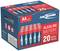 'AA Alkaline Batteries, 1.5V, Pack of 20, High-Quality, Ansmann Brand.' The packaging displays stacked batteries.