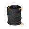 Foldable Garden Sack, 70 cm tall, 56 cm diameter, black with orange handles. Brand name on the outside.