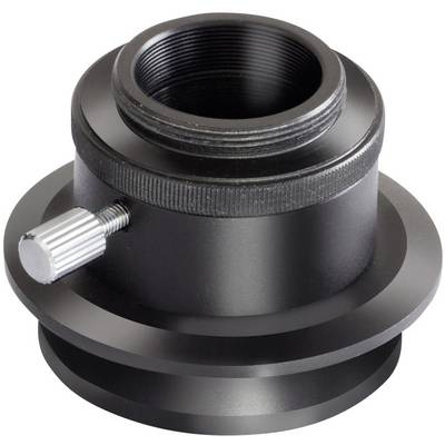 A black metal adaptor with a threaded screw, suitable for connecting two cylindrical components in technical equipment.