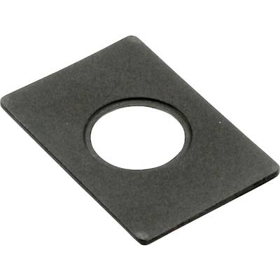 A rectangular, black cardboard sheet with a round hole in the centre.