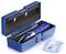 Blue refractometer set in an open case with pipette, screwdriver, and cleaning cloth. Device for measuring liquid concentrations.