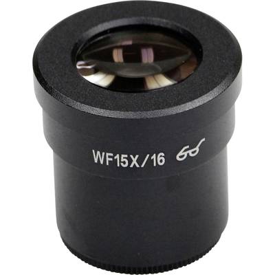 Eyepiece for a microscope, black, with inscription 'WF15X/16'. Suitable for magnifying samples for scientific investigations.