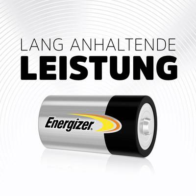 Battery with Energizer logo; text 'Long-lasting Performance' above. Background with concentric circles.