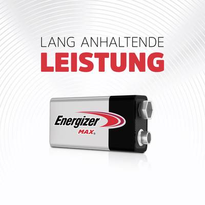 'Energizer Max Battery' with text 'Long-lasting Performance'<br><br>Note: This is a direct translation maintaining the original meaning and structure, using British English spelling and terminology.