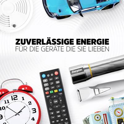 Various everyday items such as alarm clocks, smoke detectors, electric razors and a remote control symbolise the need for reliable energy.