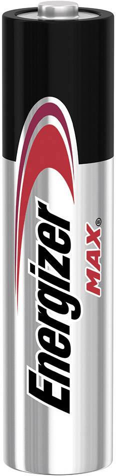 A silver AA battery with a black and red 'Energizer MAX' logo on the front.