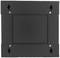 Black square metal plate with holes for wall mounting.