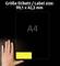 A hand is pointing at an A4 sheet with a yellow label at the bottom. Text: 'Label size: 99.1 x 42.3 mm'.