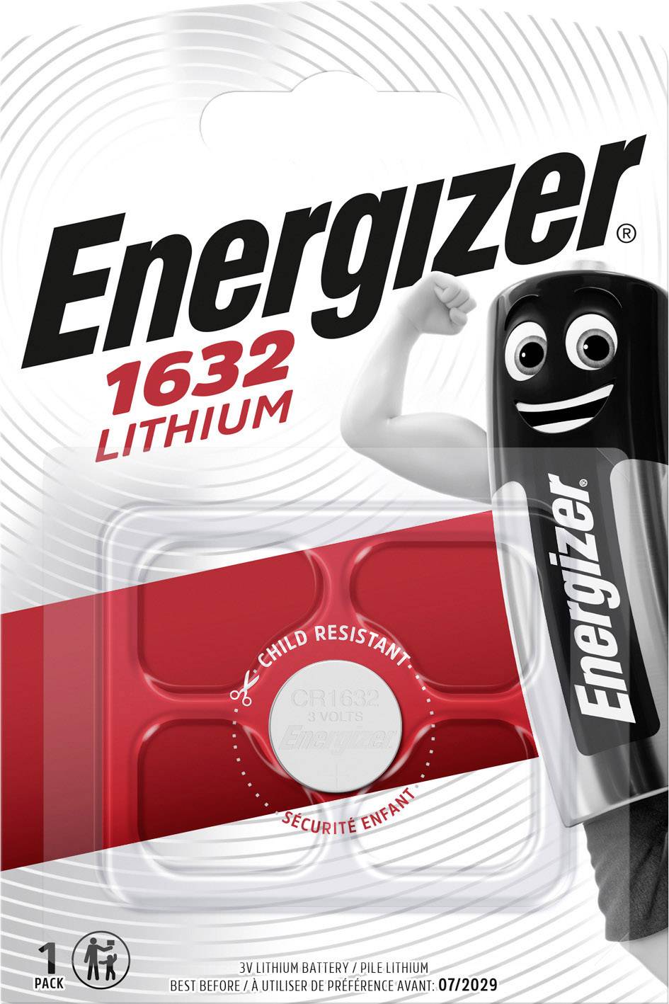 4 x Energizer CR 1632 3V Lithium Batterie Knopfzelle 130mAh im Blister 