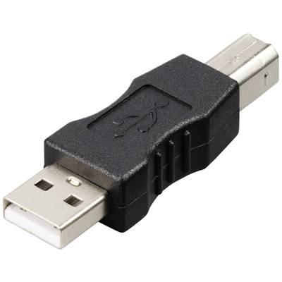 A black USB-A to USB-B adapter used for connecting devices with different USB ports.