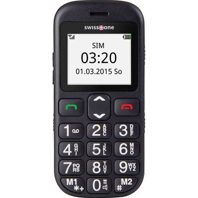 A simple mobile phone with large keypad, displaying the time 03:20 and date 01/03/2015 on the screen.