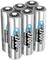Six silver AA batteries with blue and black labels reading '2700 mAh, min. 2500 mAh' are grouped together.