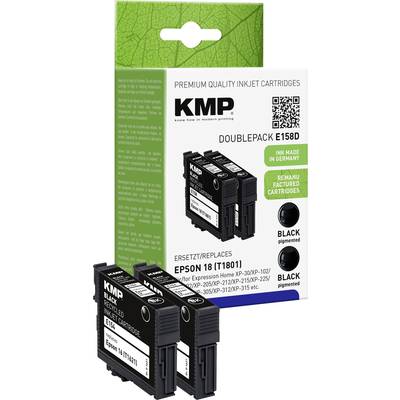 KMP Ink replaced Epson 16, T1621 Compatible Pack of 2 Black E154D 1621,4821