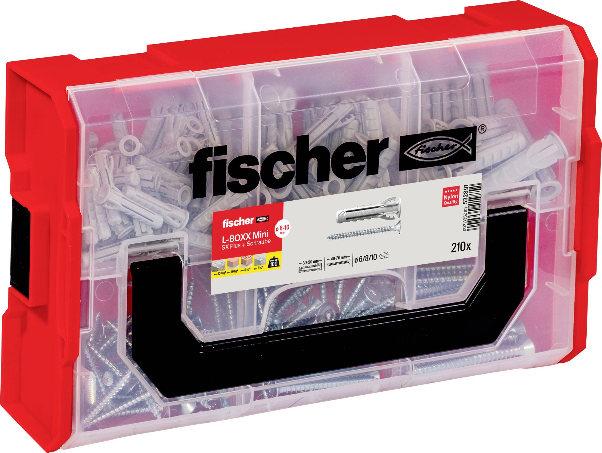 Fischer 532891 FIXtainer Dowel organiser box 210 Parts