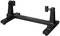 A black metal stand with adjustable clamps, suitable for musical instruments or technical equipment, on a white background.