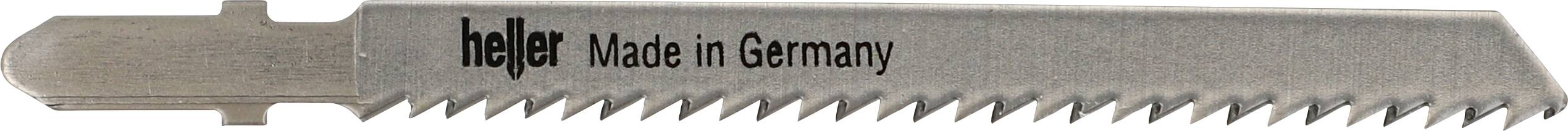 Saw blade with the inscription 'heller Made in Germany', showing a serrated cutting edge, suitable for woodworking or metalworking.