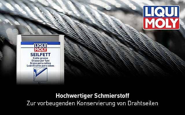 High-quality lubricant for preserving wire ropes, a product by Liqui Moly.