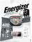 Energizer Head Torch Packaging; shows the lamp with 400 lumens, IPX4, 3-hour runtime, 5 modes. Batteries included.