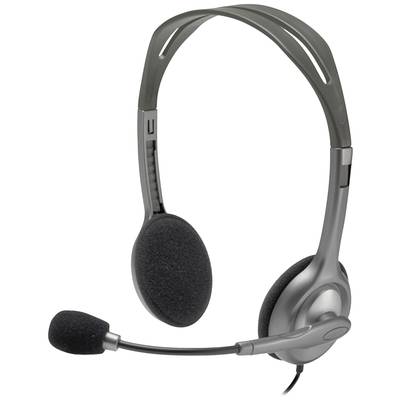 Image of Logitech H111 PC On-ear headset Corded (1075100) Stereo Grey Microphone noise cancelling