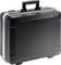 A black document briefcase made of hard plastic with a handle, suitable for transporting documents and business accessories.