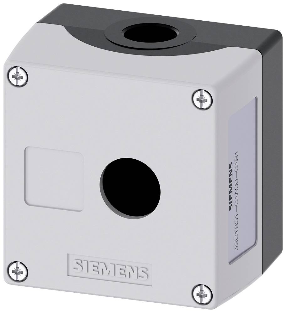 Siemens 3SU1851-0AA00-0AB1 Enclosure 1 installation slots, for floor mounting (L x W x H) 89.4 x 85 x 64 mm Blank Grey 1 pc(s)