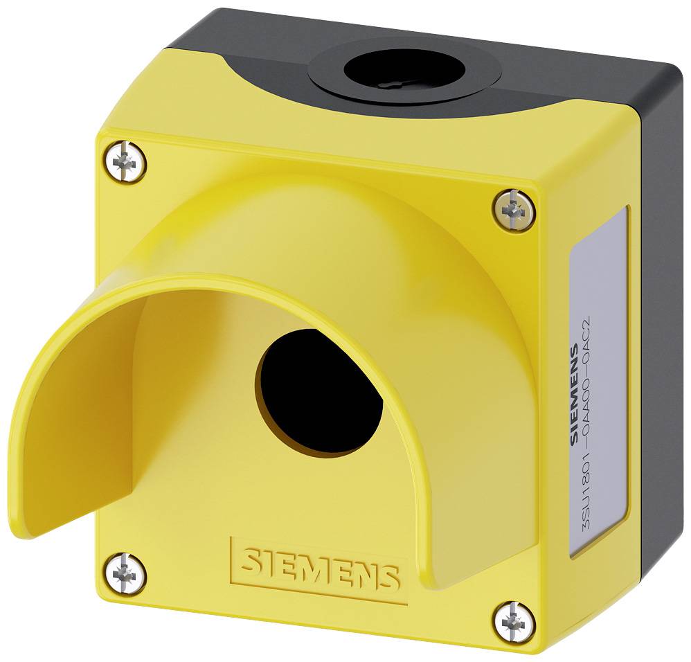 Siemens 3SU1801-0AA00-0AC2 Enclosure 1 installation slots, + protective sleeve (L x W x H) 85 x 85 x 112.5 mm Yellow 1 pc(s)