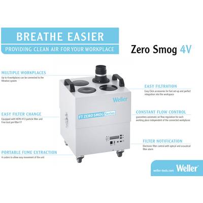 Weller Zero Smog 4V Soldering fume extractor 220 V DC, 240 V DC 275 W 230 m³/h-1