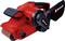 Red Einhell Belt Sander with Dust Bag, suitable for sanding large wooden surfaces.