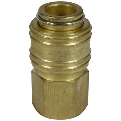 Brass Quick-Release Coupling for Compressed Air Systems. Cylindrical shape with grooved body and centred O-ring, for secure connection.