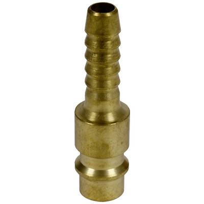 Brass tube connection, cylindrical in shape with multiple grooves, suitable for flexible hoses.