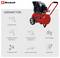 Einhell compressor with red tank; suitable for blow gun, spray gun, stapler/nailer, impact wrench, ratchet screwdriver and tyre inflator.