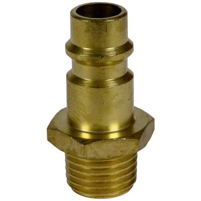 Brass connection with thread, suitable for plumbing or heating systems.