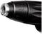 Black hairdryer nozzle with adjustment symbols on the side.