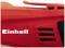 Close-up of a red electrical device with the 'Einhell' logo on the right. The focus is on ventilation slots and ergonomic handle design.