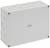 A grey electrical installation box with removable side panels, suitable for cable management in electrical systems.