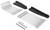 Mounting set with two white brackets, two black covers, screws and wall plugs. Suitable for shelf or furniture installation.