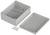 A rectangular, grey plastic enclosure, consisting of a base and a lid, which can be secured with four screws.