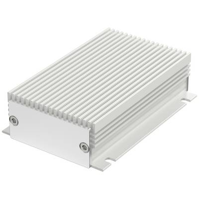 A rectangular, silver device with a ribbed casing, two screws on the front, possibly a technical component.