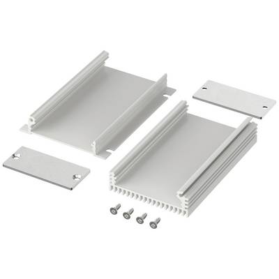 Metal enclosure in individual parts, consisting of two rails, two plates and four screws. Suitable for electronic components.