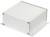 A square, grey metal enclosure with screws at the corners and a removable cover, suitable for electronic components.