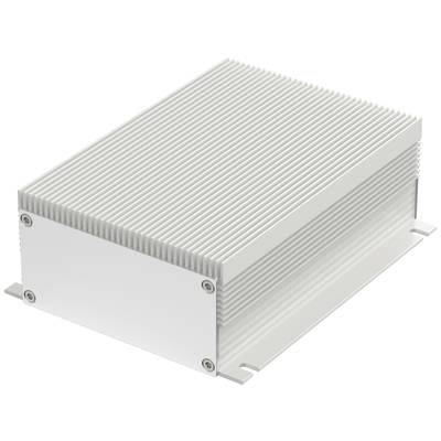 A rectangular, silver-coloured metal cooling enclosure with a ribbed surface, presumably for heat dissipation, on a white background.