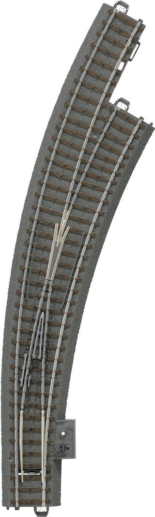 A section of track with points that allows movement from a main line to a secondary line. Suitable for model railways.