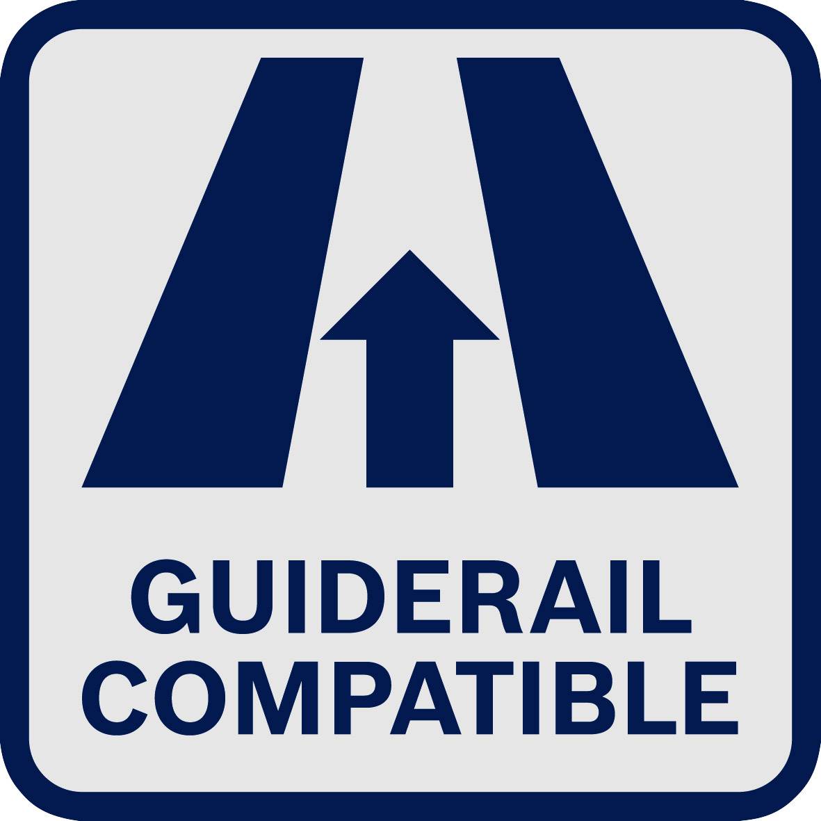 'Double track entry possible. Guardrails compatible.'<br><br>Note: This translation uses British English terminology, such as "guardrails" instead of "barriers" or "crash barriers", while maintaining the original concise and technical tone.