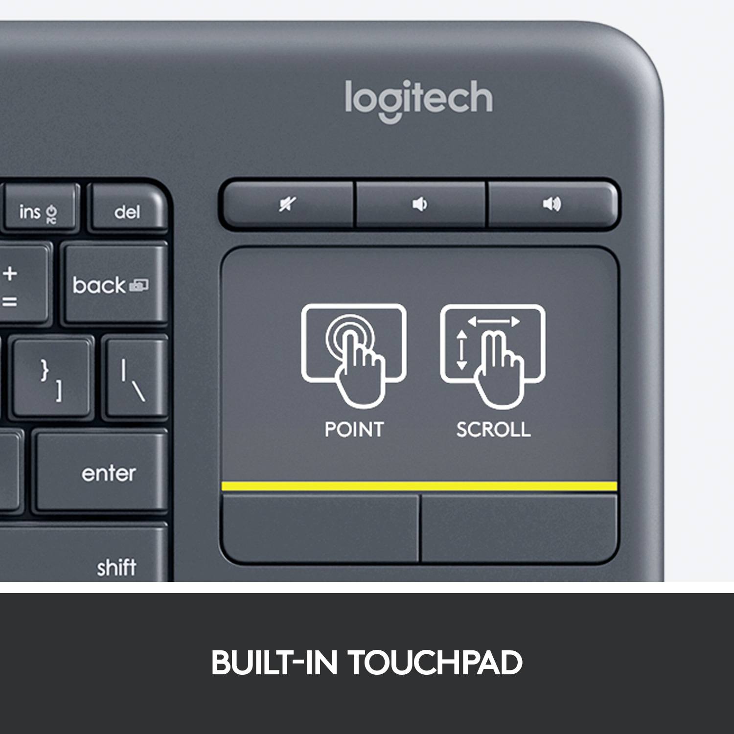 Logitech K400 Plus Radio Keyboard German, QWERTZ, Windows® Black Built-in Mouse buttons | Conrad.com