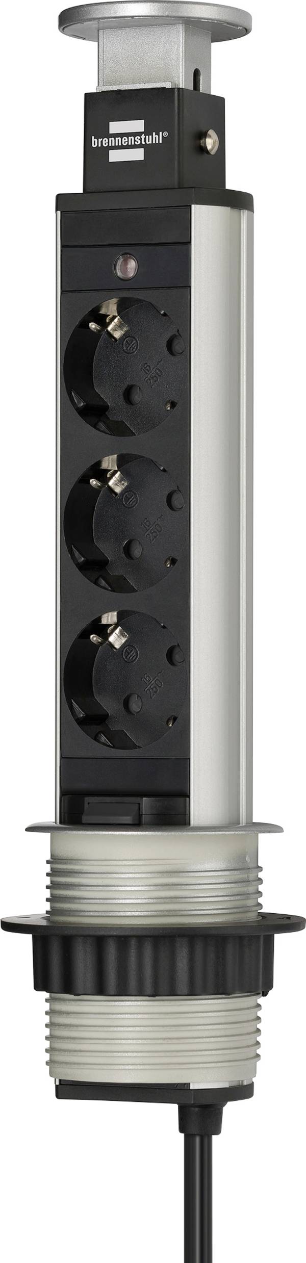 Brennenstuhl 1396200003 Socket tower 3x Silver, Black PG connector 1 pc(s)