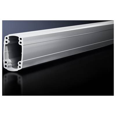 An aluminium rail in a rectangular shape with multiple holes at its ends, lying against a dark background.