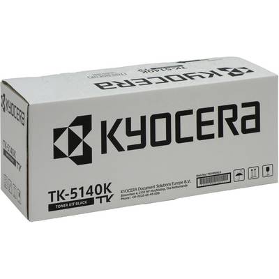Kyocera TK-5140K Toner Kit Black Packaging with Logo and Contact Details. Designed for Printers, European Production.